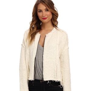 Free People Favorite Crush Zip Up Jacket- cream, size M